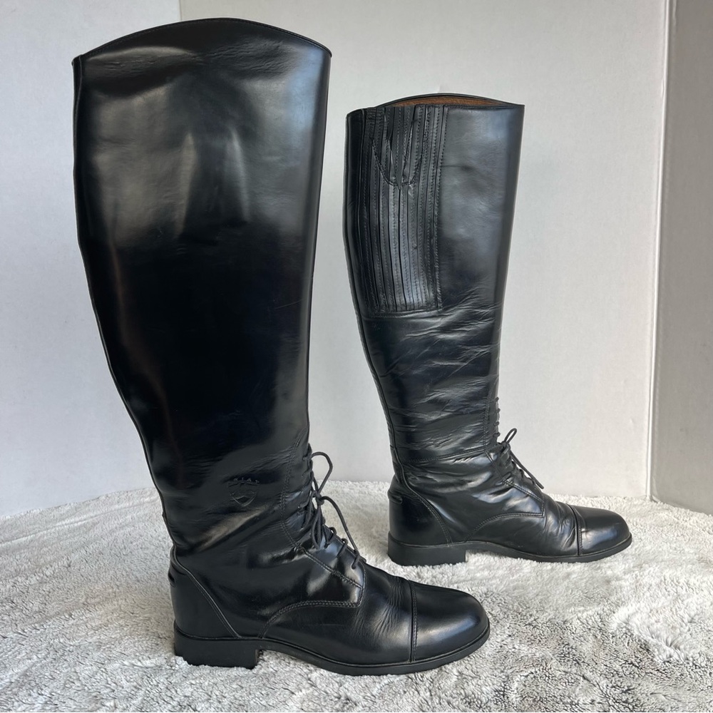 Ariat Black Tall Lace-Up Riding Boots- 7.5 Med  Calf Wide #55101